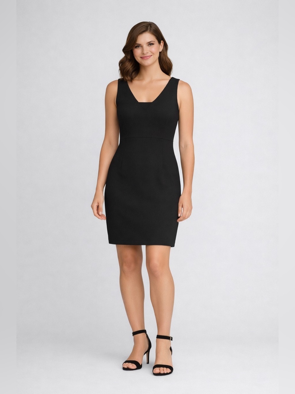 Amanda Smith Black Sleeveless V Neck Dress Size 8 Classic Little Black Dress